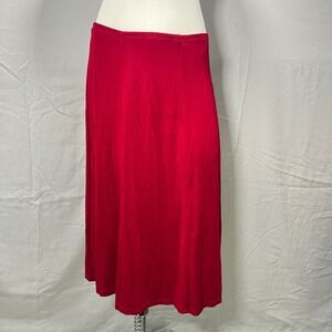 Y2K Red Elastic Midi Skirt Size S Minimalist Pull On Flowy Stretch 90s Aesthetic